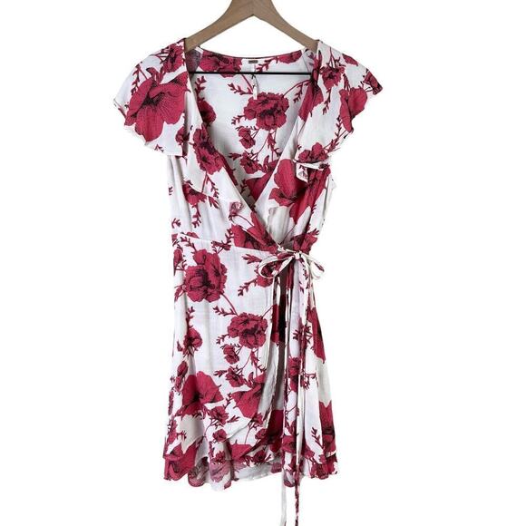 Free People French Quarter Mini‎ Wrap Dress Pink Floral, Size XS - Picture 2 of 13